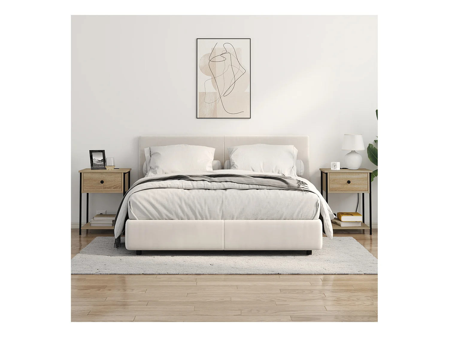 Table de nuit avec station de chargement 2 pcs Chêne sonoma