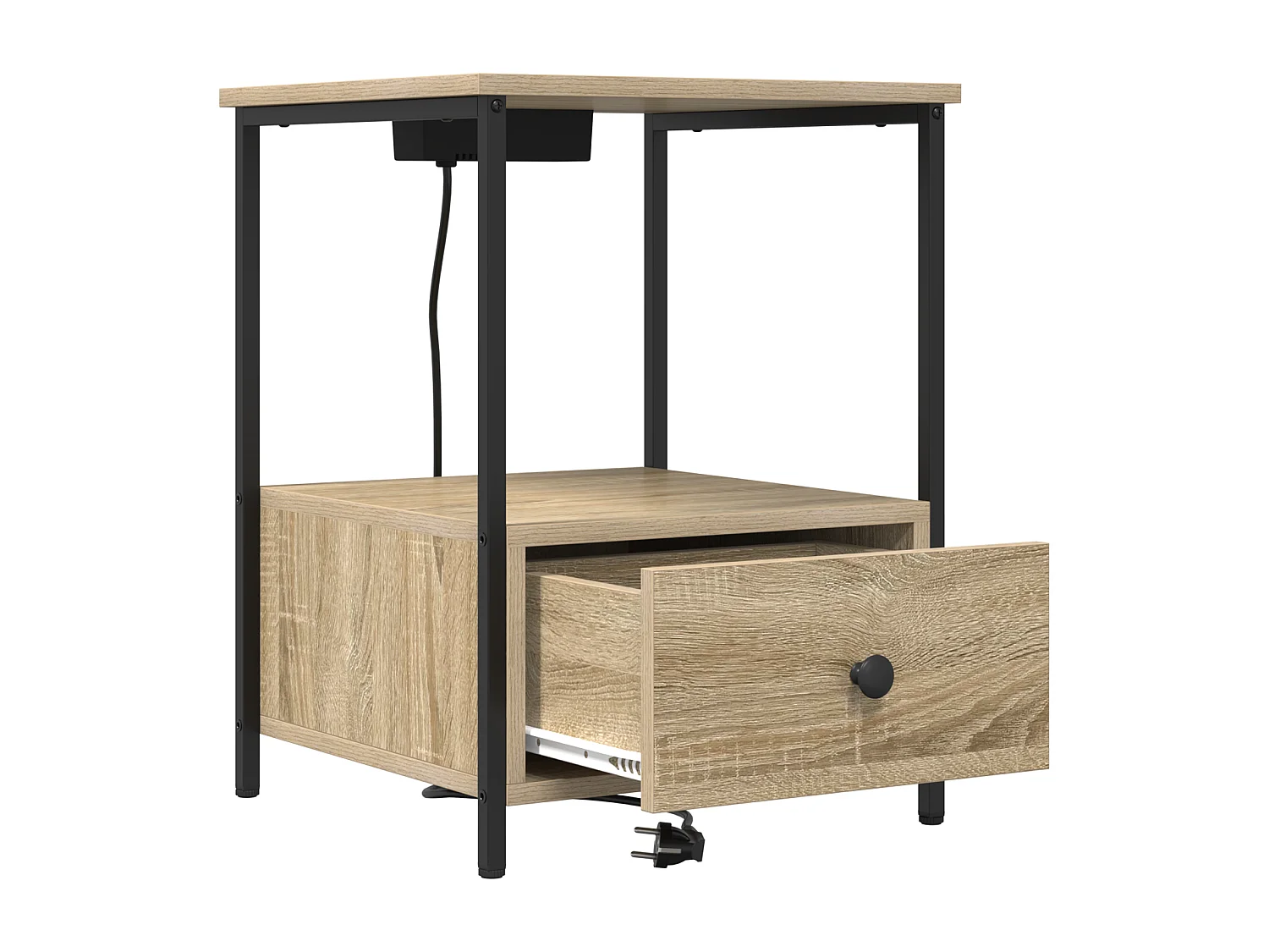 Table de nuit avec station de chargement 2 pcs Chêne sonoma