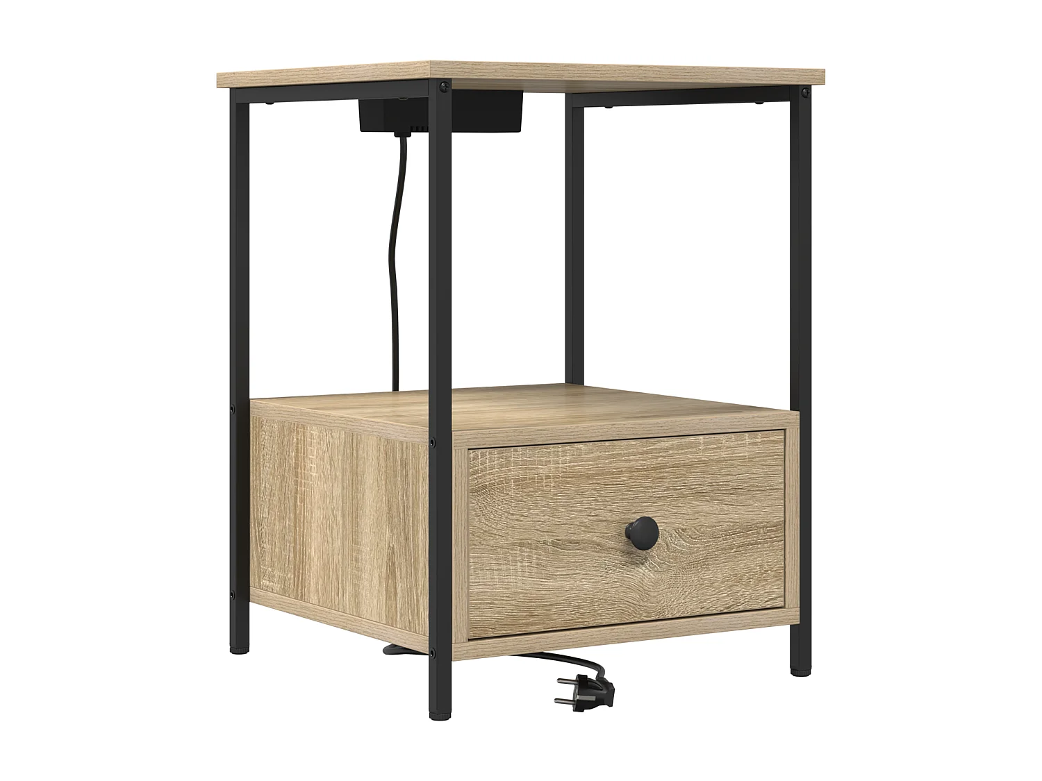 Table de nuit avec station de chargement 2 pcs Chêne sonoma