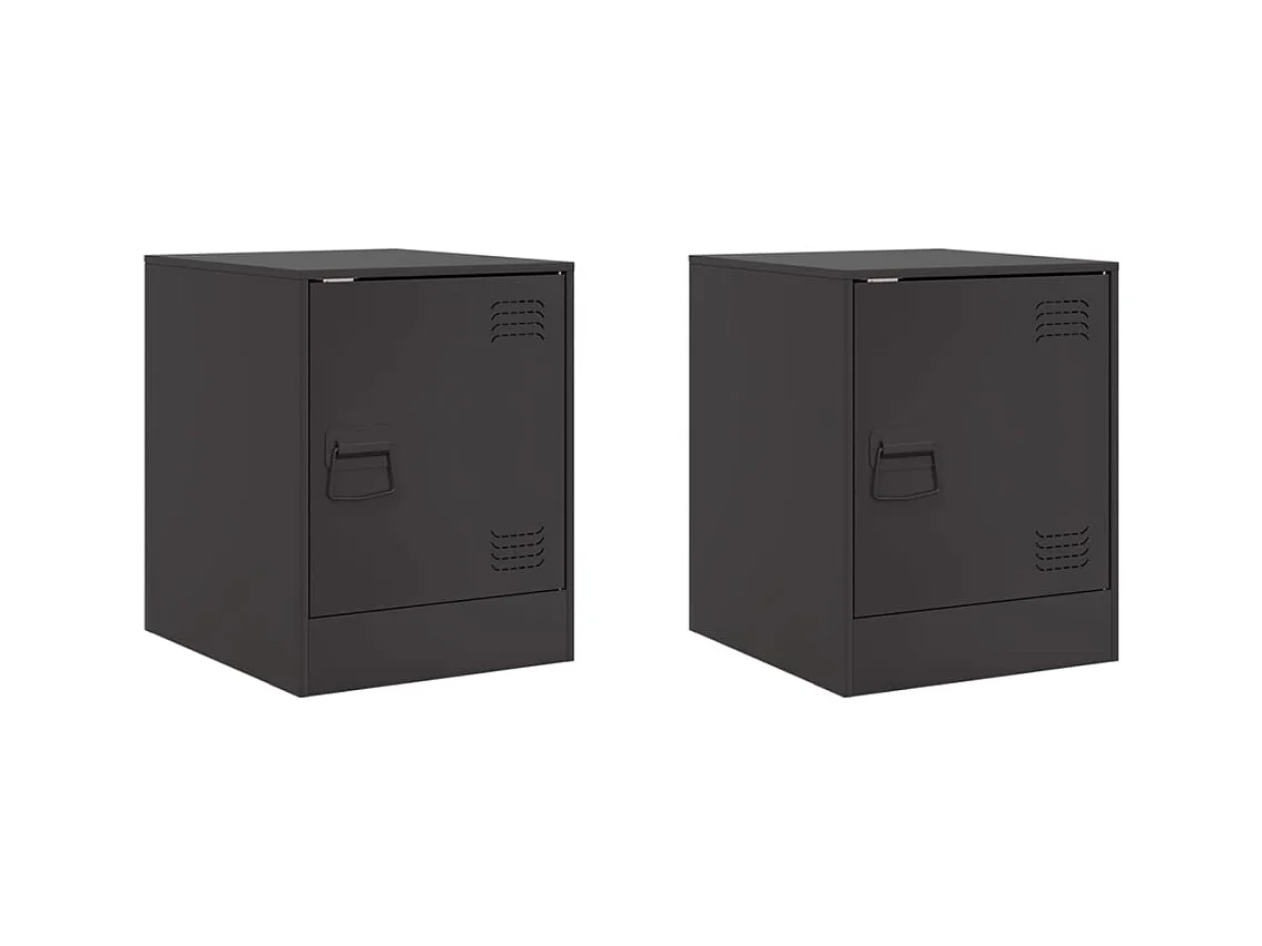 Tables de chevet 2 pcs noir 34,5x39x44 cm acier