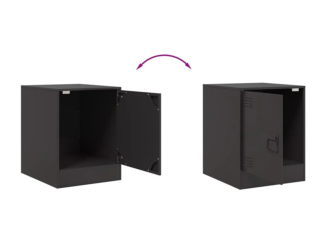 Tables de chevet 2 pcs noir 34,5x39x44 cm acier