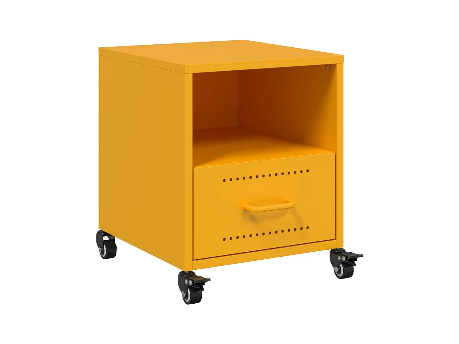 Table de chevet jaune moutarde 36x39x43,5 cm acier