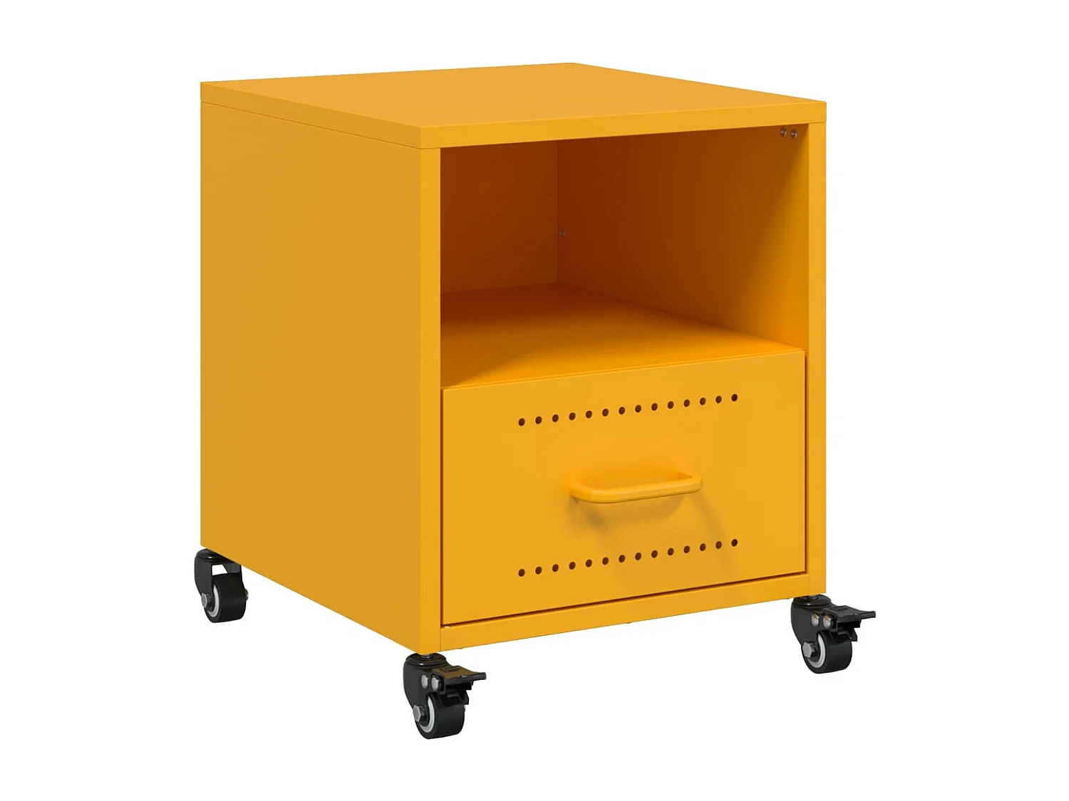 Table de chevet jaune moutarde 36x39x43,5 cm acier