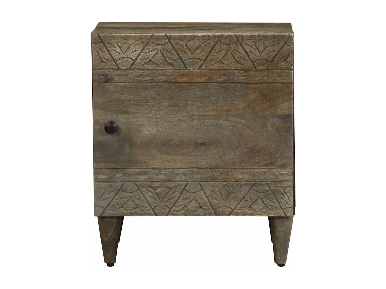 Comodino grigio chiaro 40x33x46 cm in legno massello di mango