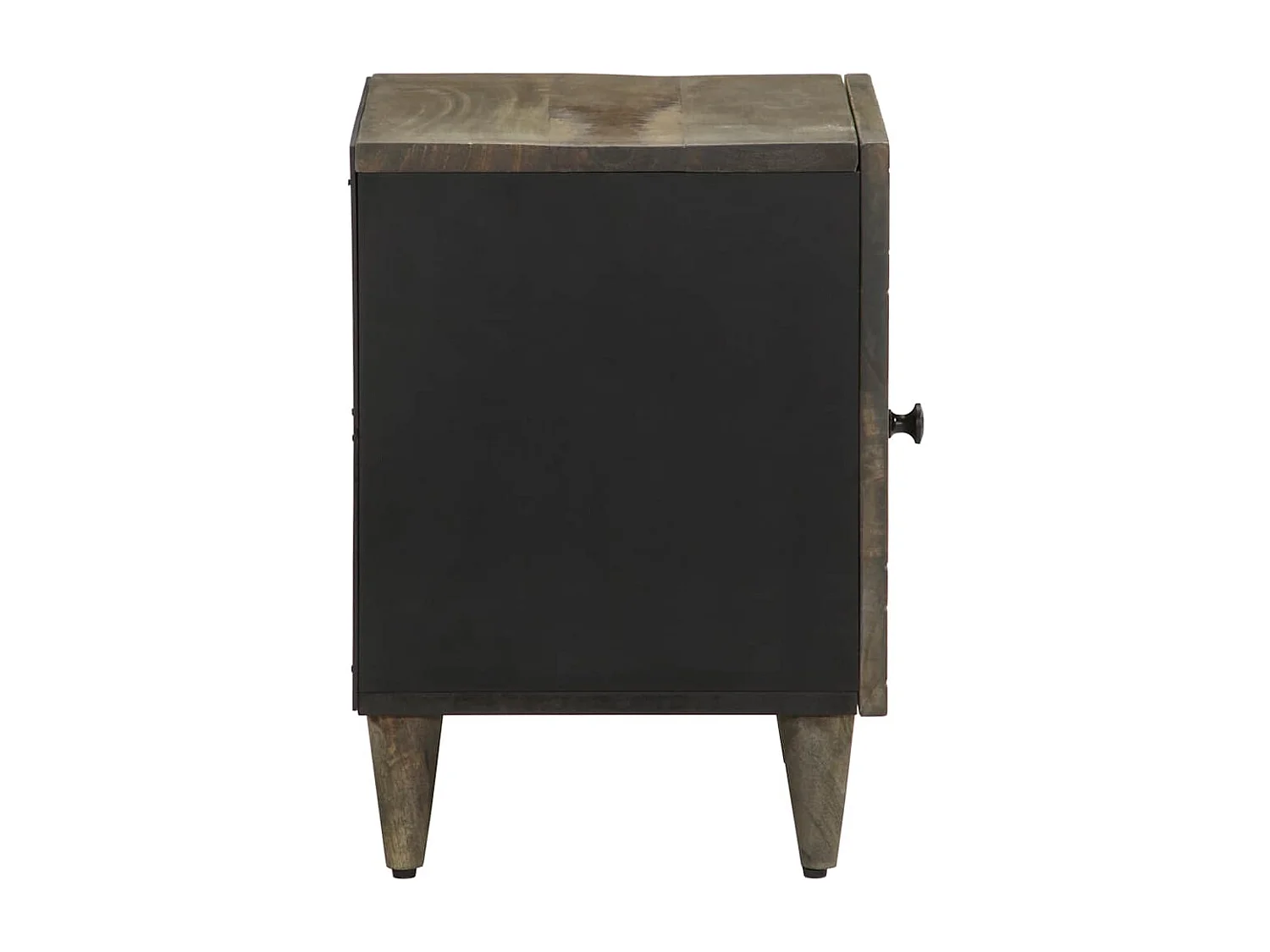 Comodino grigio chiaro 40x33x46 cm in legno massello di mango