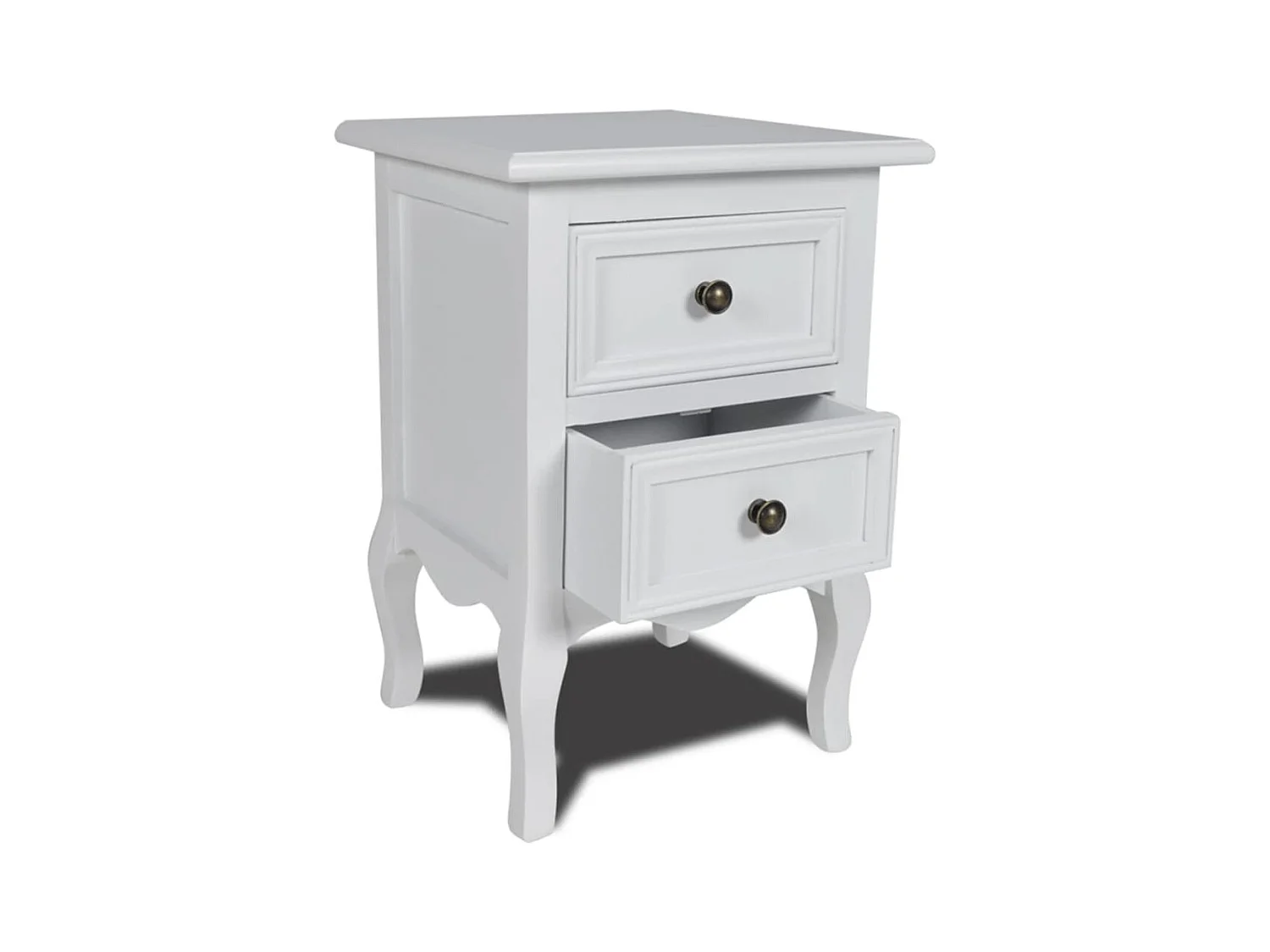 Table de chevet avec 2 tiroirs MDF Blanc