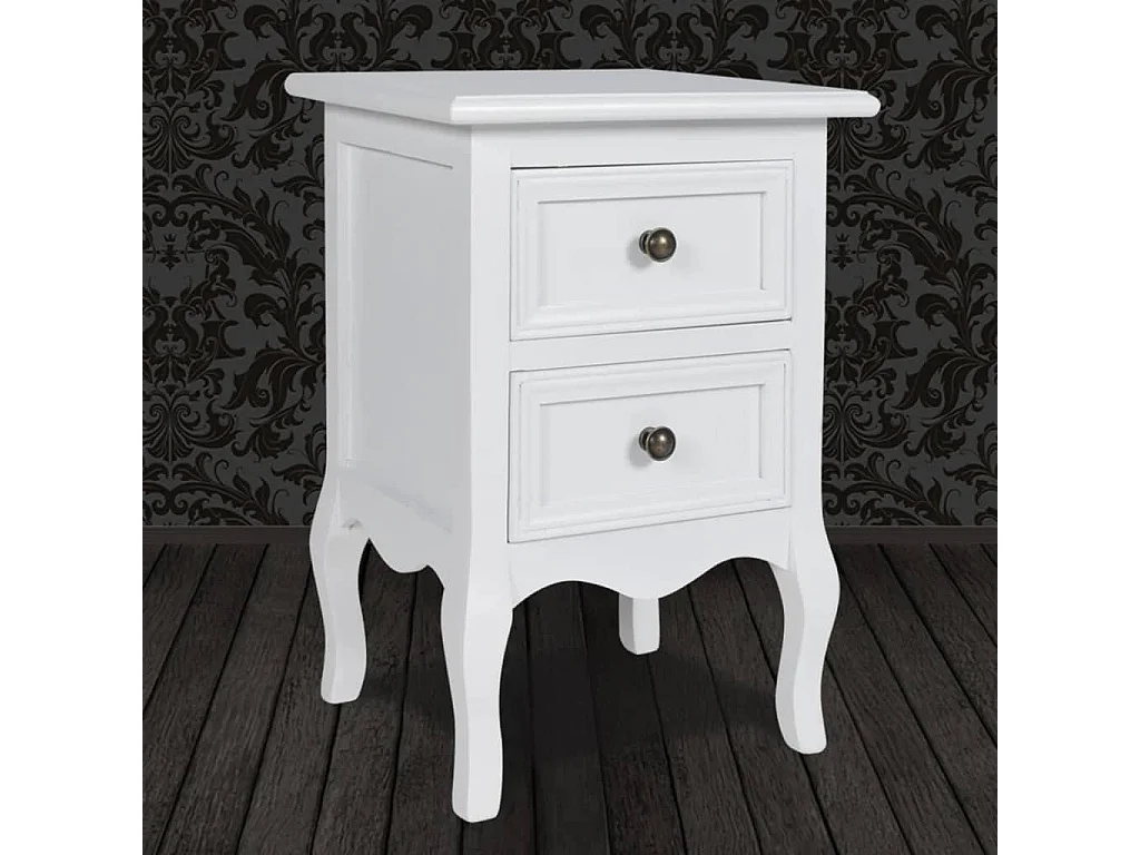 Table de chevet avec 2 tiroirs MDF Blanc