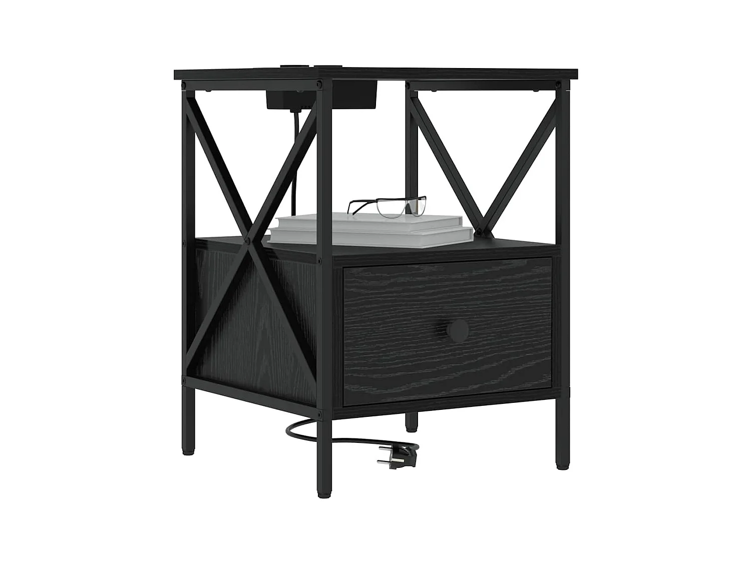 Cabinet de chevet avec tiroir Chêne noir 41.5 x 40.5 x 55 cm