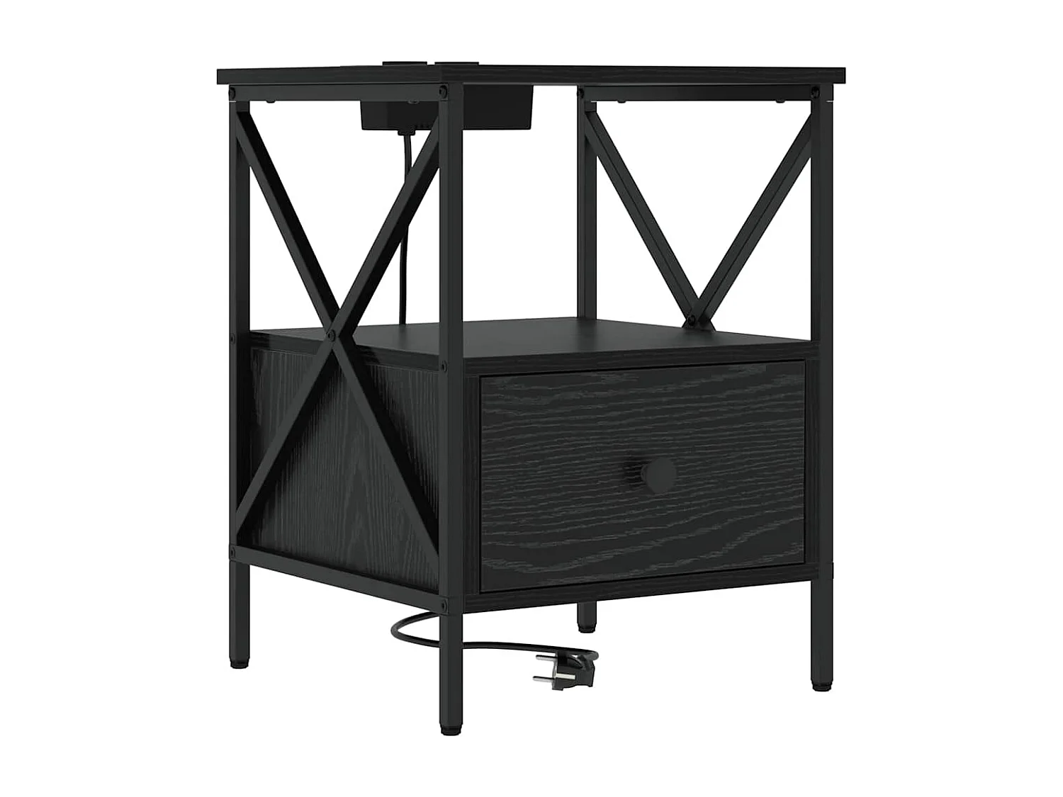 Cabinet de chevet avec tiroir Chêne noir 41.5 x 40.5 x 55 cm