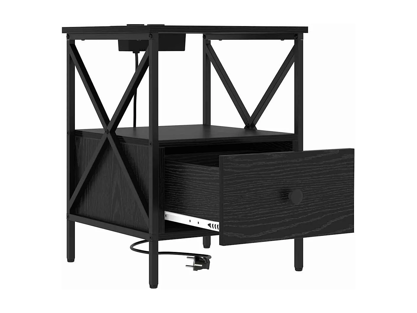 Cabinet de chevet avec tiroir Chêne noir 41.5 x 40.5 x 55 cm