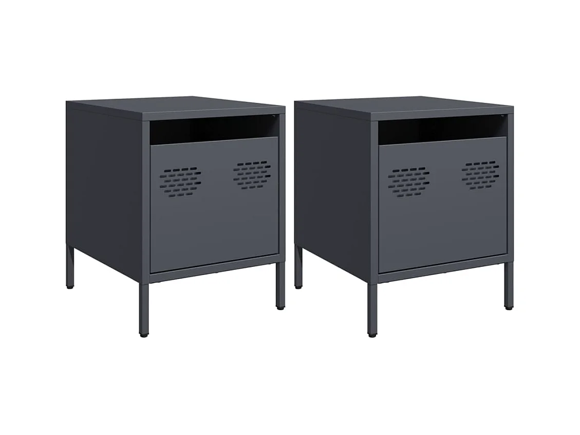 Tables de chevet 2 pcs anthracite 35x39x43,5 cm acier