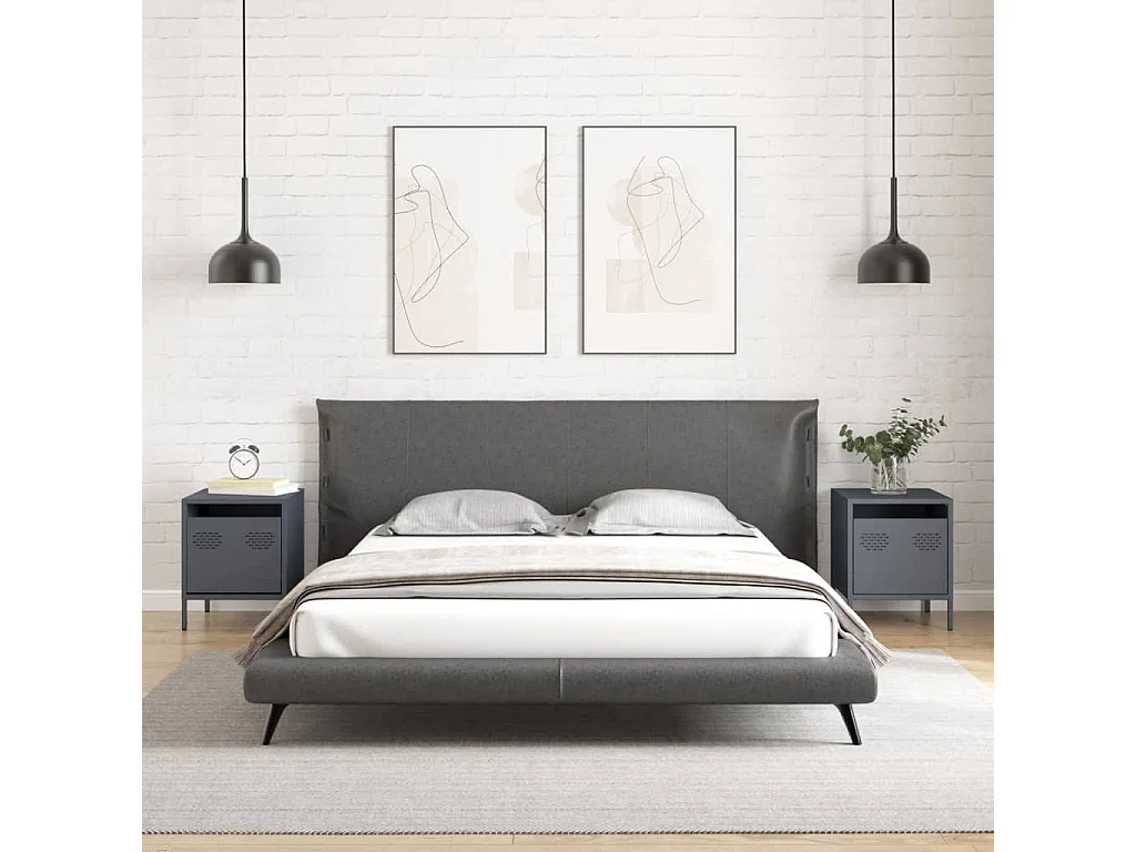 Nachtkastjes 2 stuks antraciet 35x39x43,5 cm staal