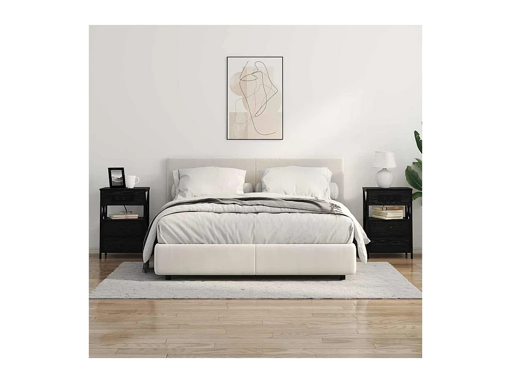 Cabinet de chevet avec tiroir 2 pcs Chêne noir 40 x 31 x 60 cm