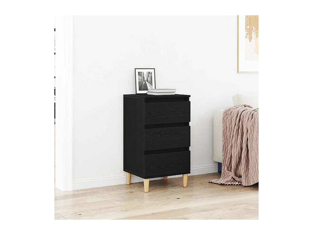 Table de chevet Noir Chêne 40x35x70 cm Bois d'ingénierie