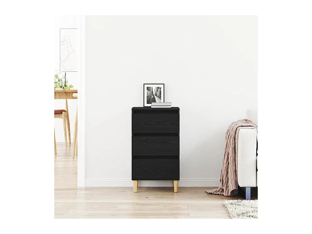 Table de chevet Noir Chêne 40x35x70 cm Bois d'ingénierie