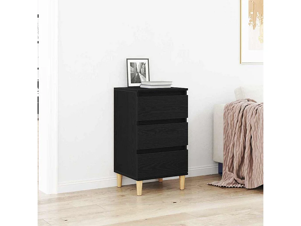 Table de chevet Noir Chêne 40x35x70 cm Bois d'ingénierie