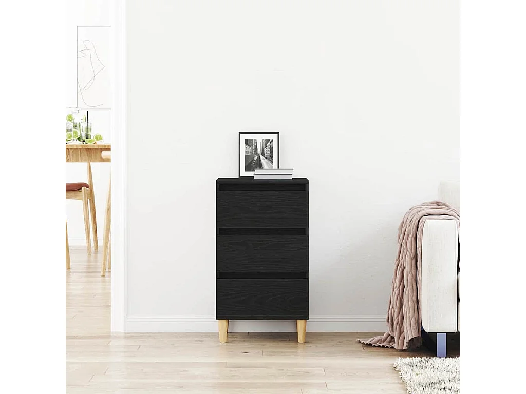 Table de chevet Noir Chêne 40x35x70 cm Bois d'ingénierie