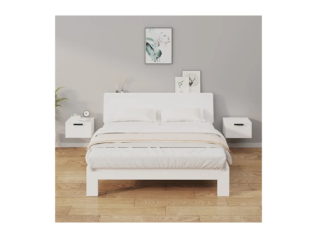 Comodini da parete 2 pz bianchi 34x30x20 cm