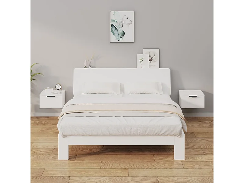 Tables de chevet murales 2 pcs blanc 34x30x20 cm