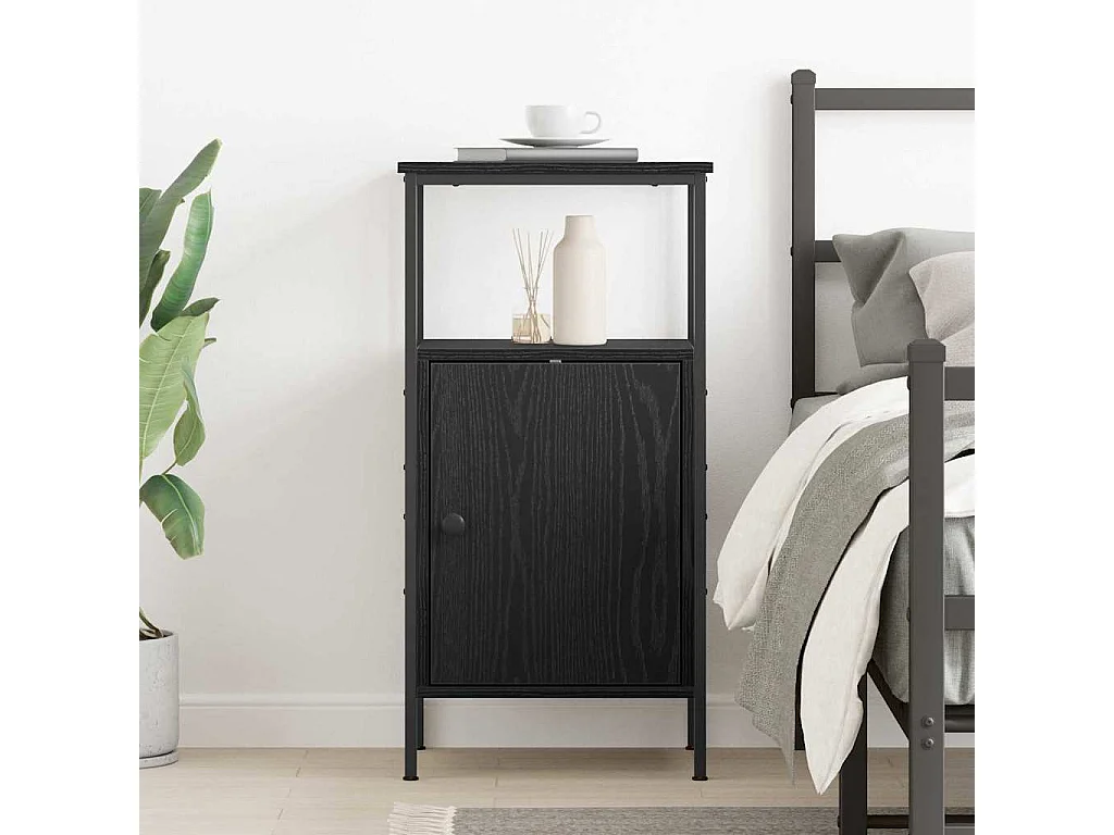 Table de chevet en chêne noir 41x31x80 cm en bois d'ingénierie