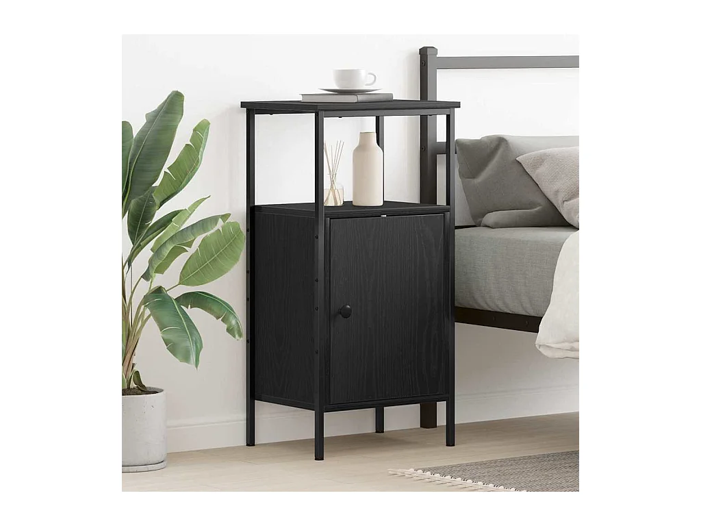 Comodino in rovere nero 41x31x80 cm in legno ingegnerizzato