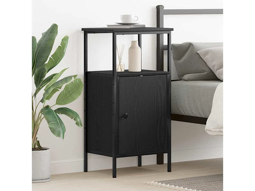 Table de chevet en chêne noir 41x31x80 cm en bois d'ingénierie