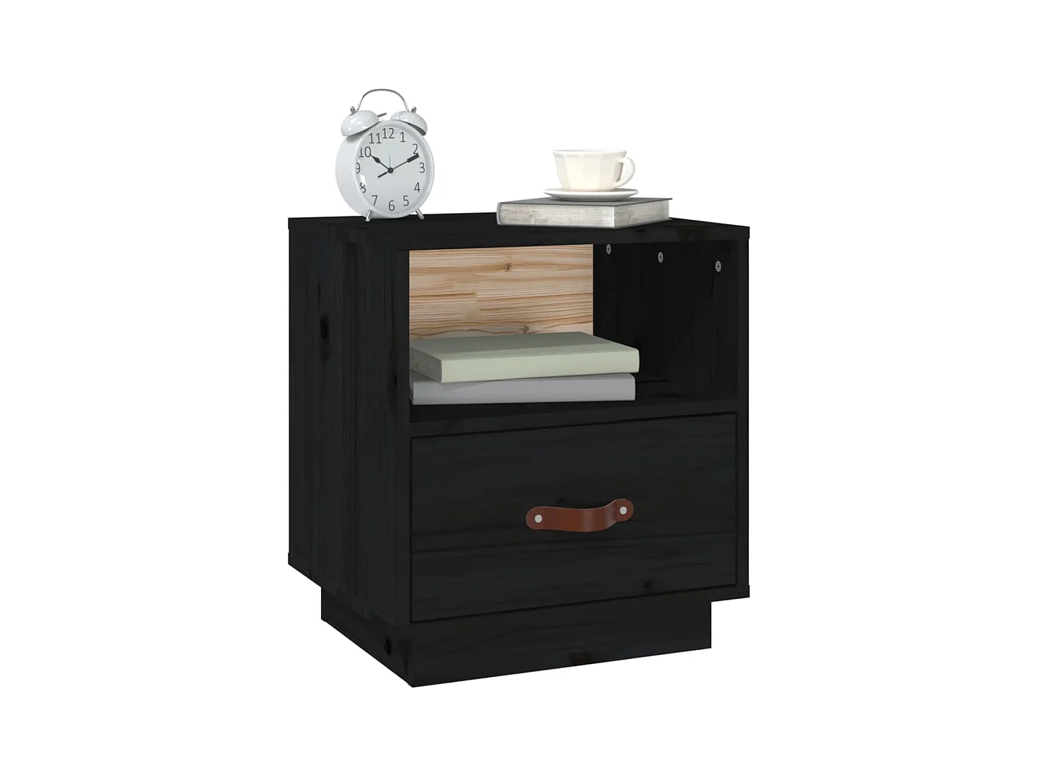 Tables de chevet 2 pcs Noir 40x34x45 cm Bois de pin massif