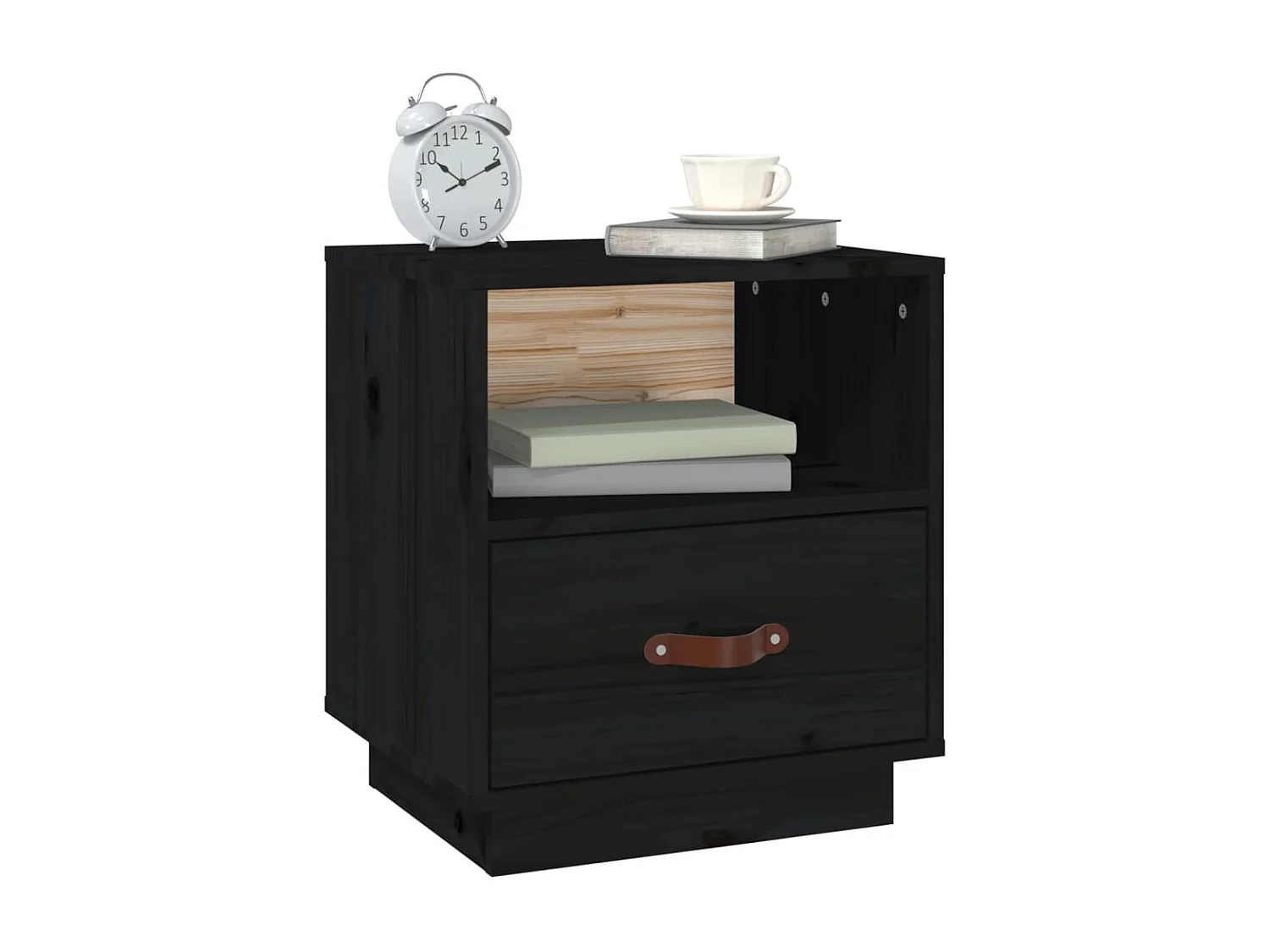 Tables de chevet 2 pcs Noir 40x34x45 cm Bois de pin massif