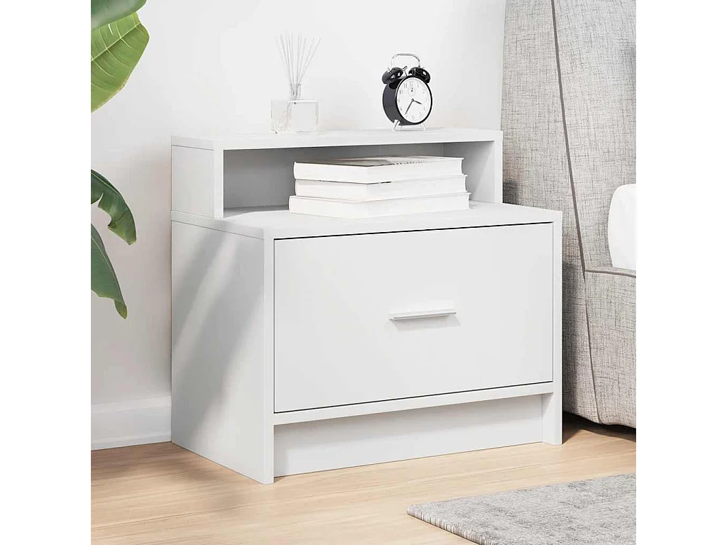 Comodino con cassetto bianco 51x31x47 cm