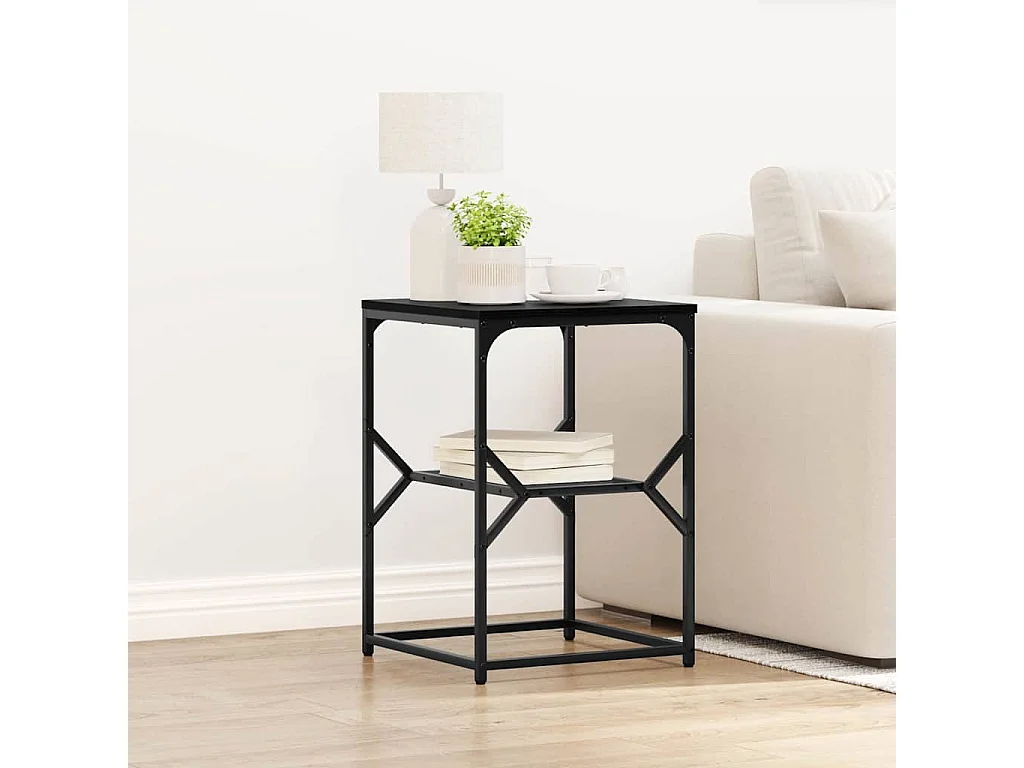 Tavolino laterale in rovere nero 41x40x60 cm in legno ricostituito