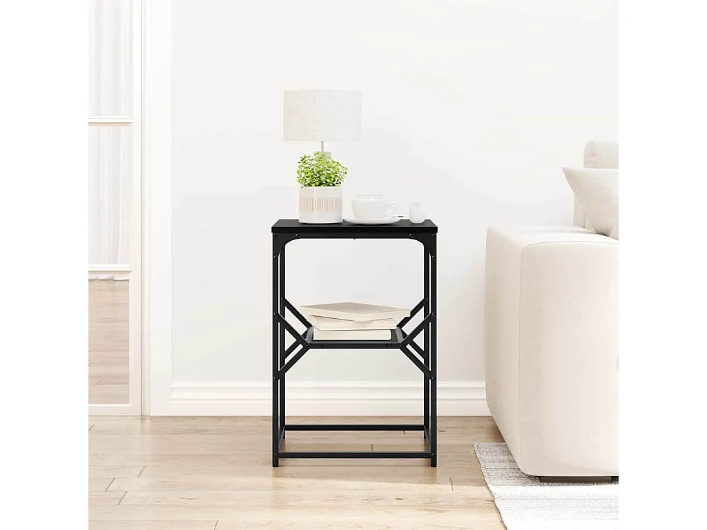 Tavolino laterale in rovere nero 41x40x60 cm in legno ricostituito