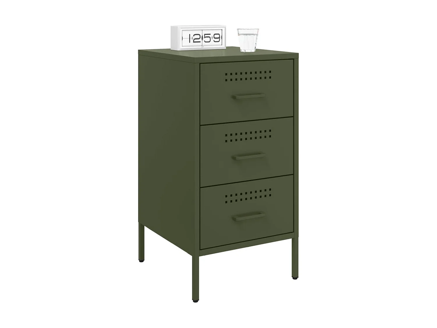 Tables de chevet 2 pcs vert olive 36x39x68 cm acier