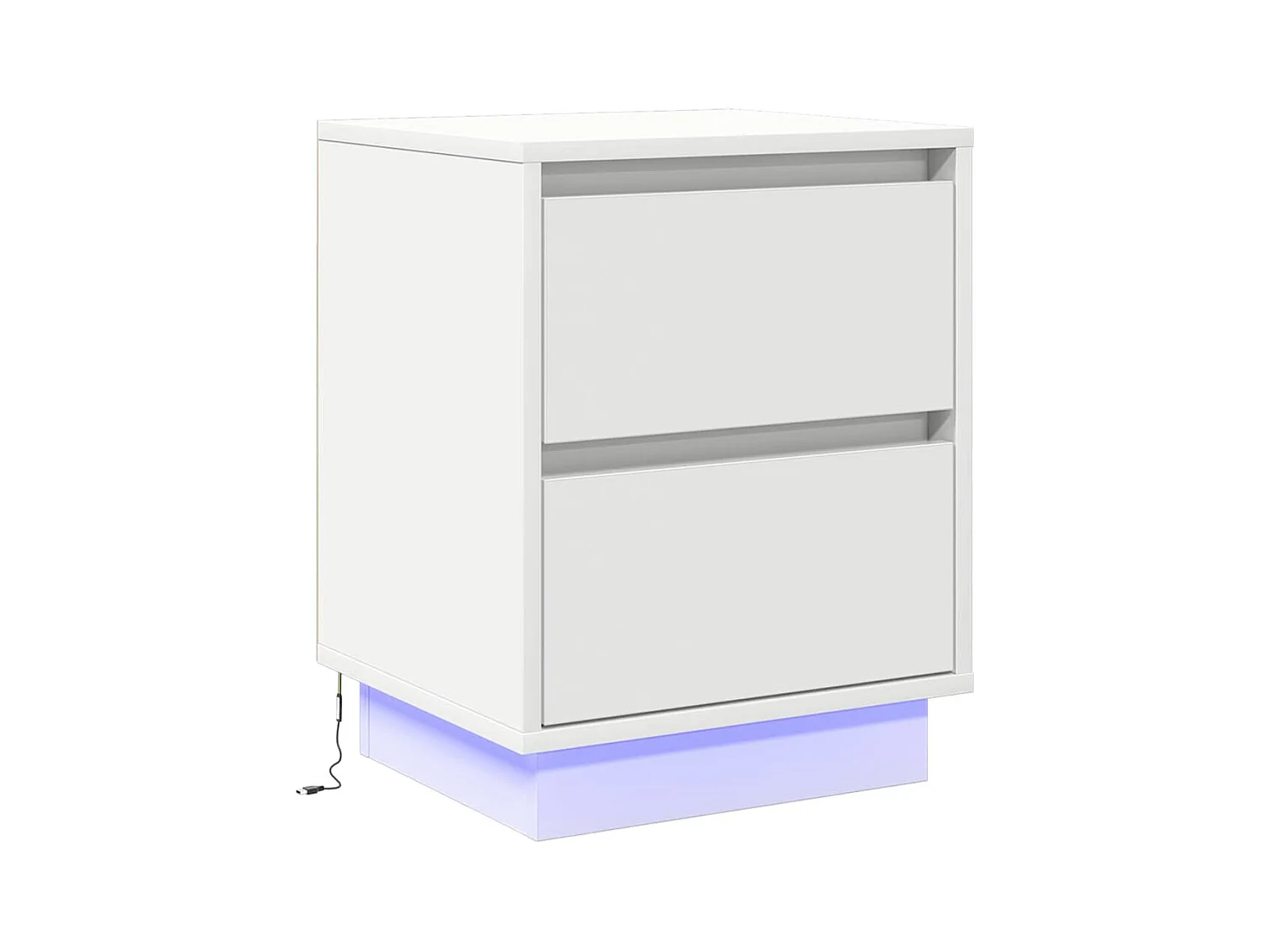 Table de chevet avec lumières LED blanches 39x34,5x50 cm