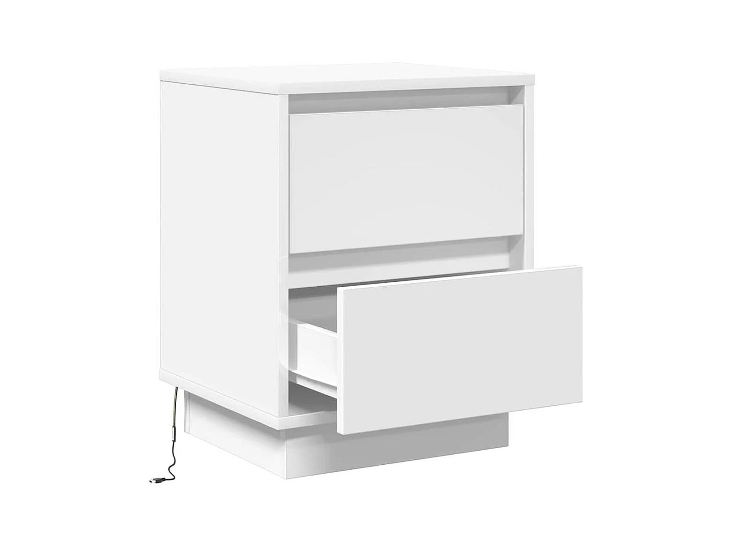 Table de chevet avec lumières LED blanches 39x34,5x50 cm