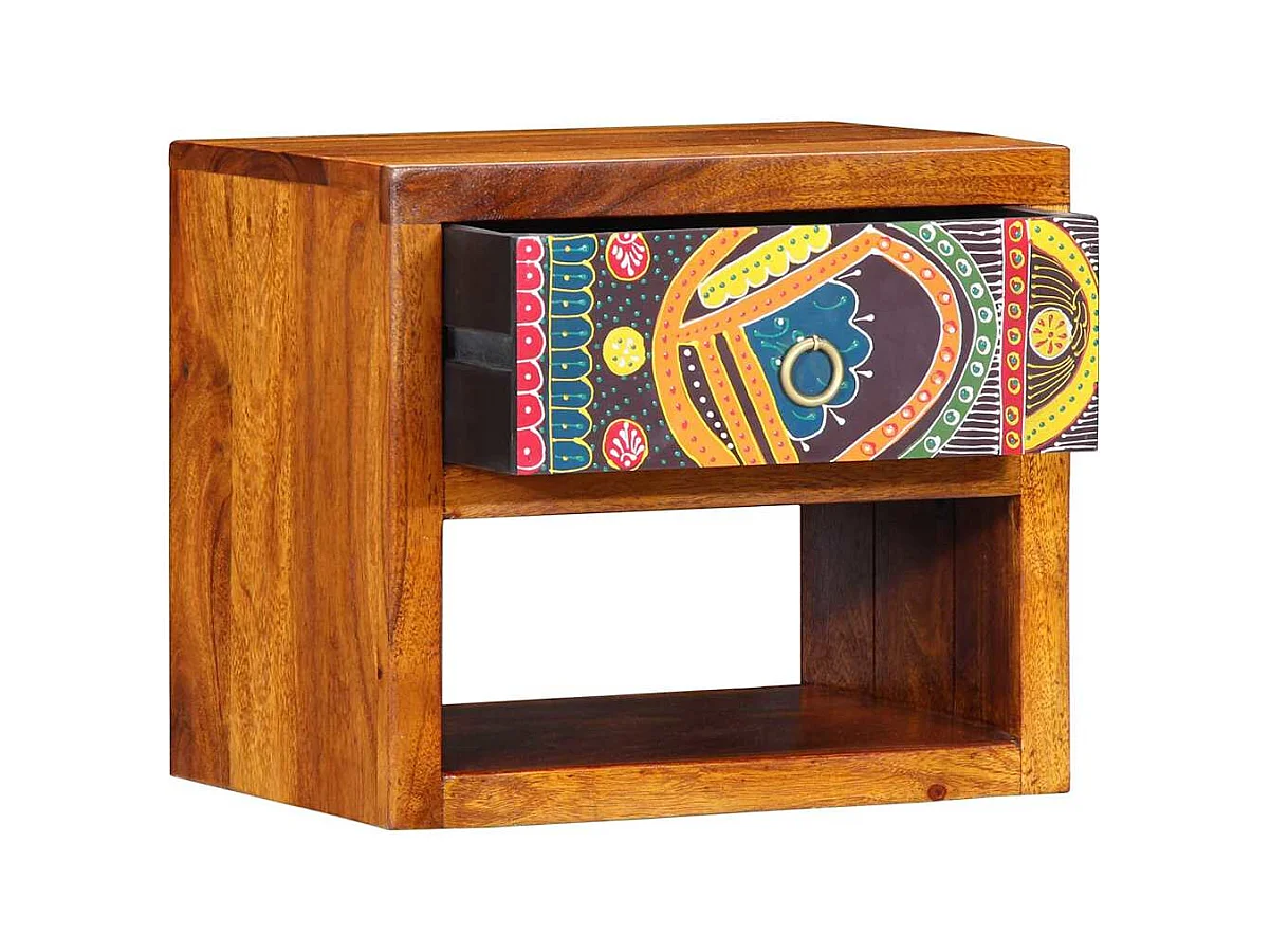 Tables de chevet 2 pièces 40x35x35 cm en bois massif d'acacia