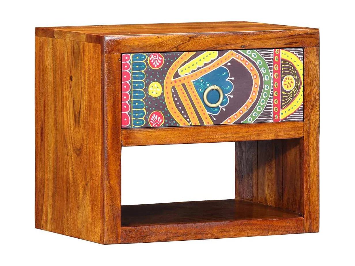 Tables de chevet 2 pièces 40x35x35 cm en bois massif d'acacia