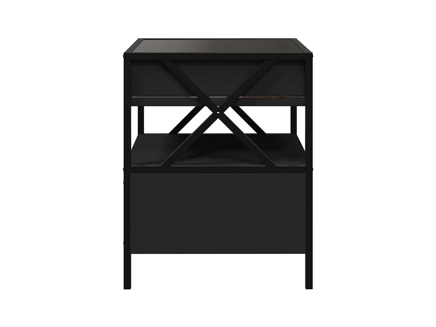 Table de chevet avec LED infini noir 40x40x51 cm