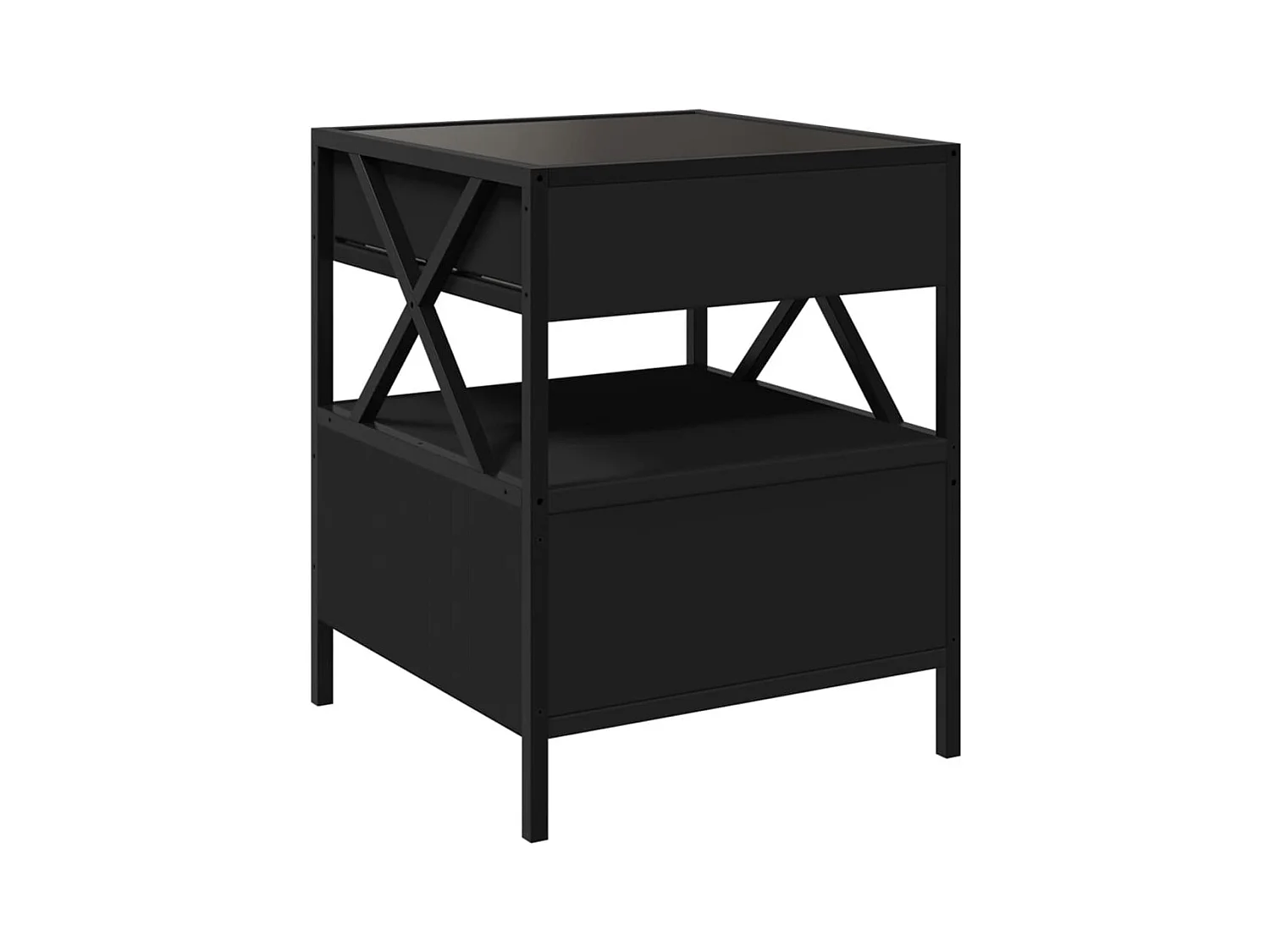 Table de chevet avec LED infini noir 40x40x51 cm