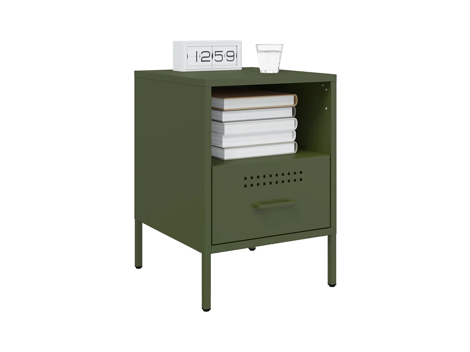 Tables de chevet 2 pcs vert olive 36x39x50,5 cm acier