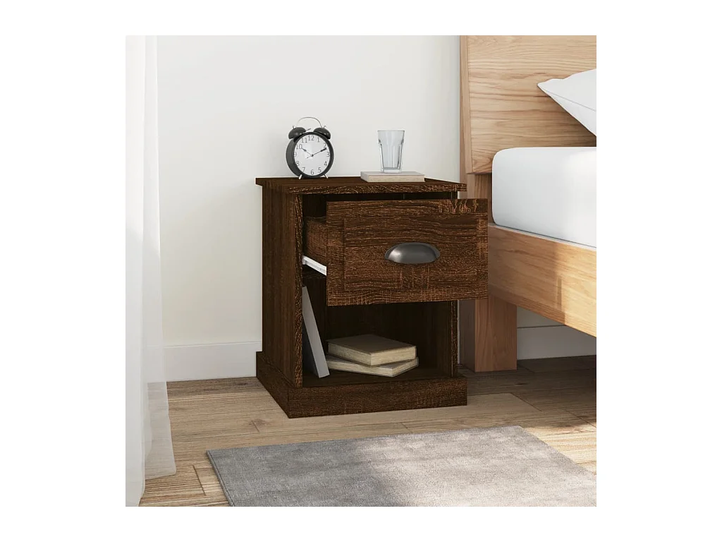 Nachtkastjes 2 stuks eikenbruin 39x39x47,5cm bewerkt hout