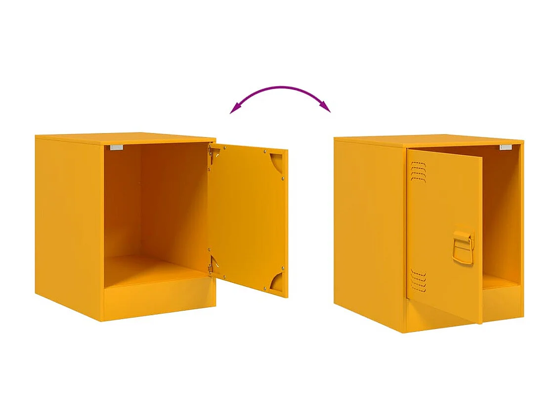Tables de chevet 2 pcs jaune moutarde 34,5x39x44 cm acier