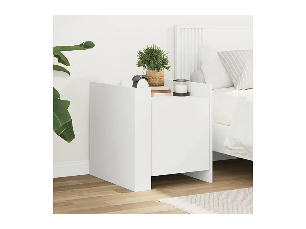 Table de chevet blanc 45x50x50 cm bois d’ingénierie