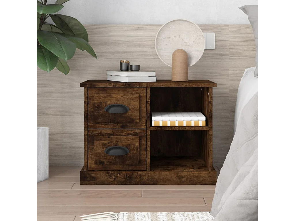 Table de chevet chêne fumé 60x35,5x45 cm