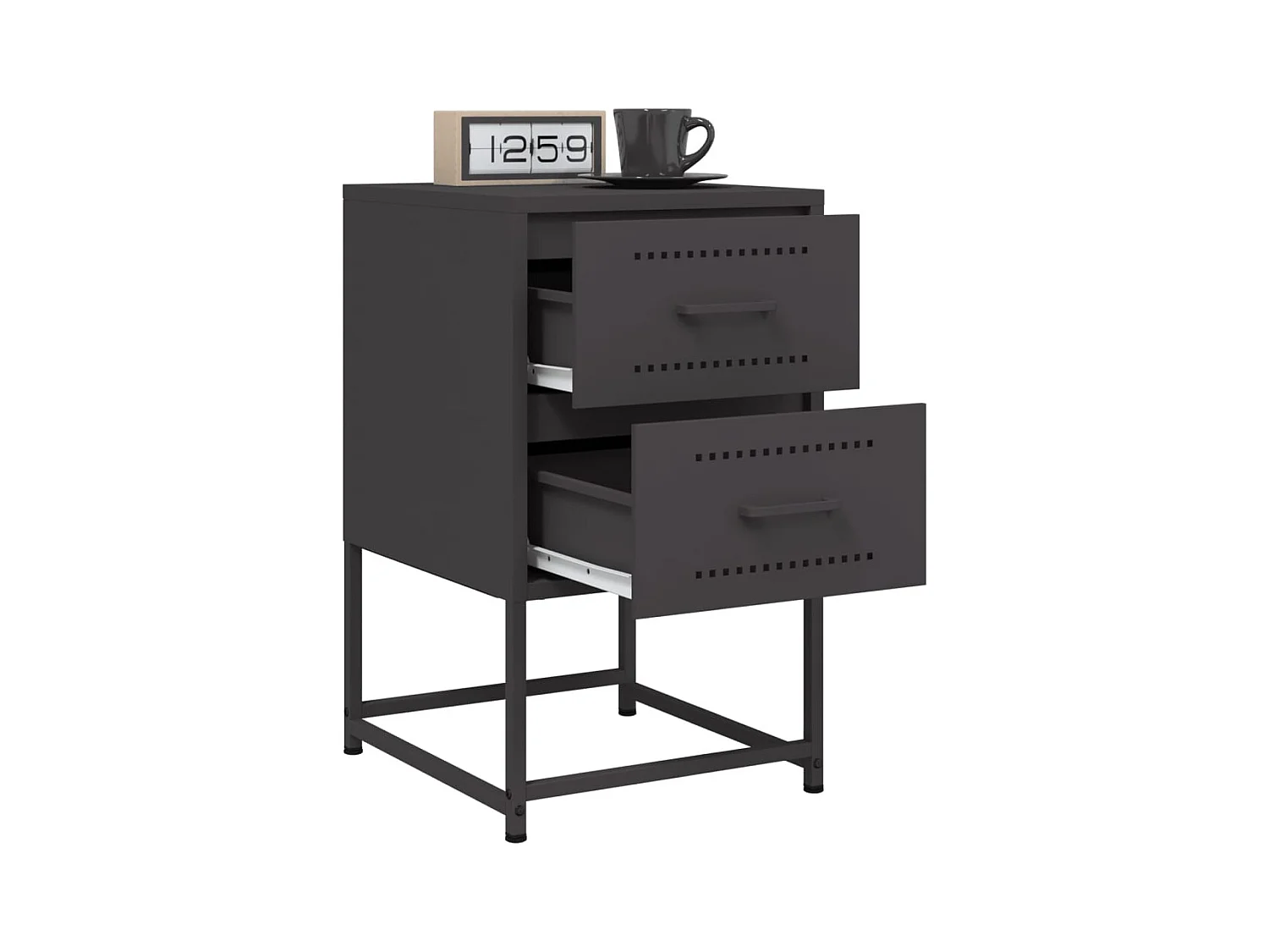 Tables de chevet 2 pcs noir 36x39x60,5 cm acier