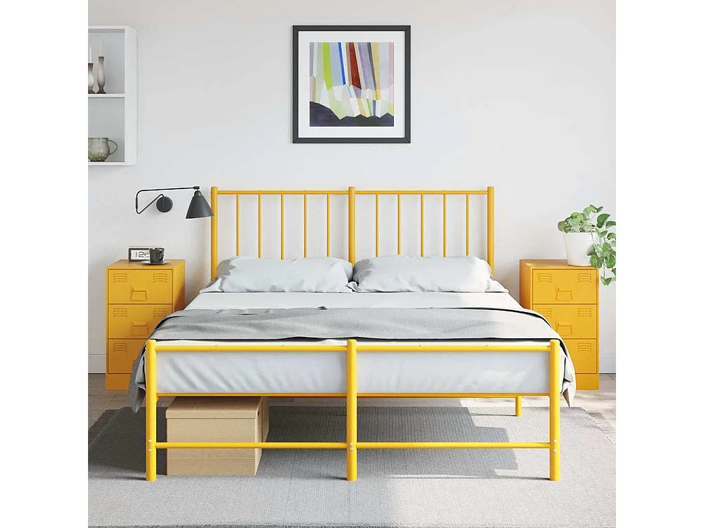 Tables de chevet 2 pcs jaune moutarde 34,5x39x62 cm acier