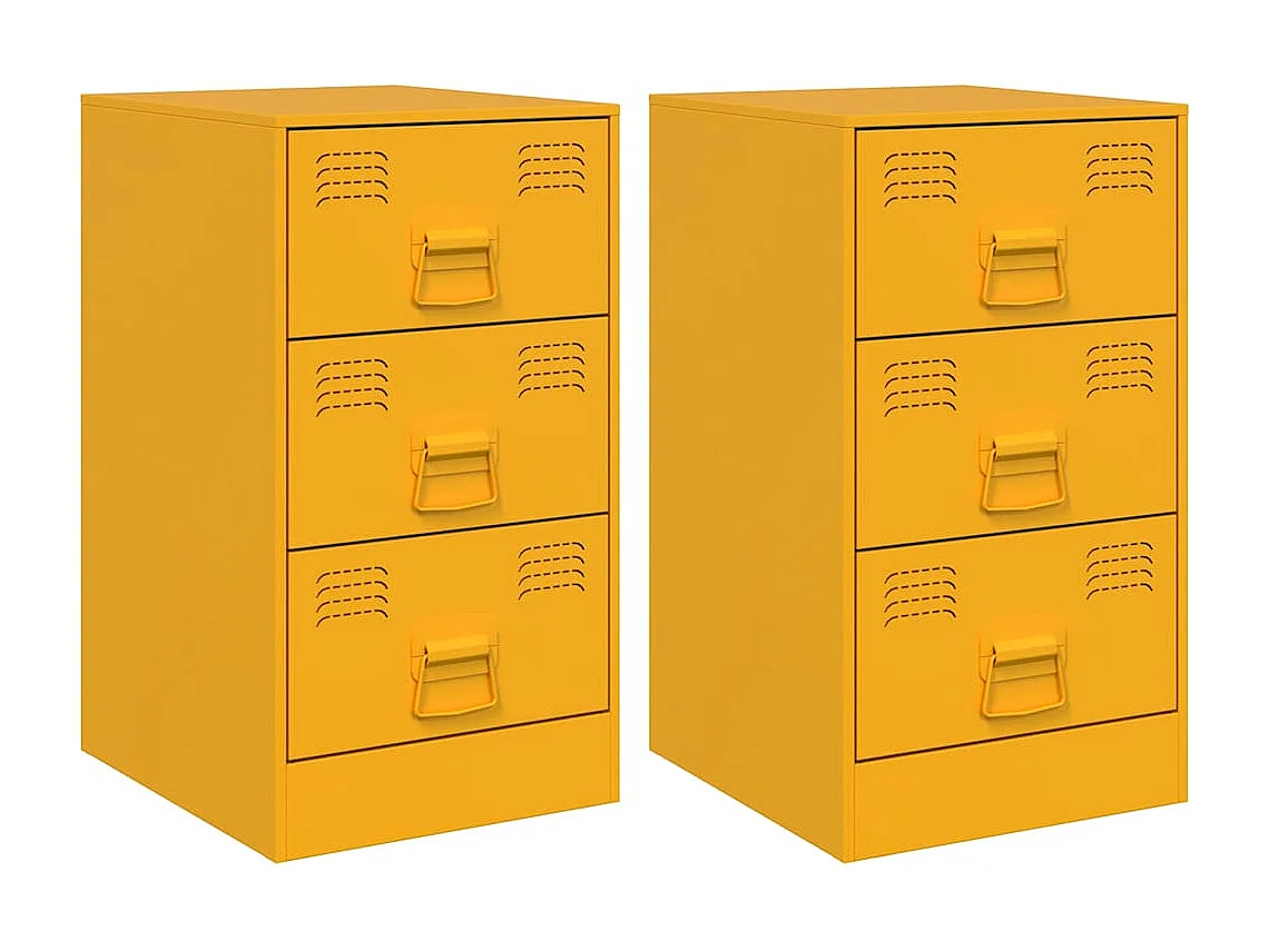 Tables de chevet 2 pcs jaune moutarde 34,5x39x62 cm acier