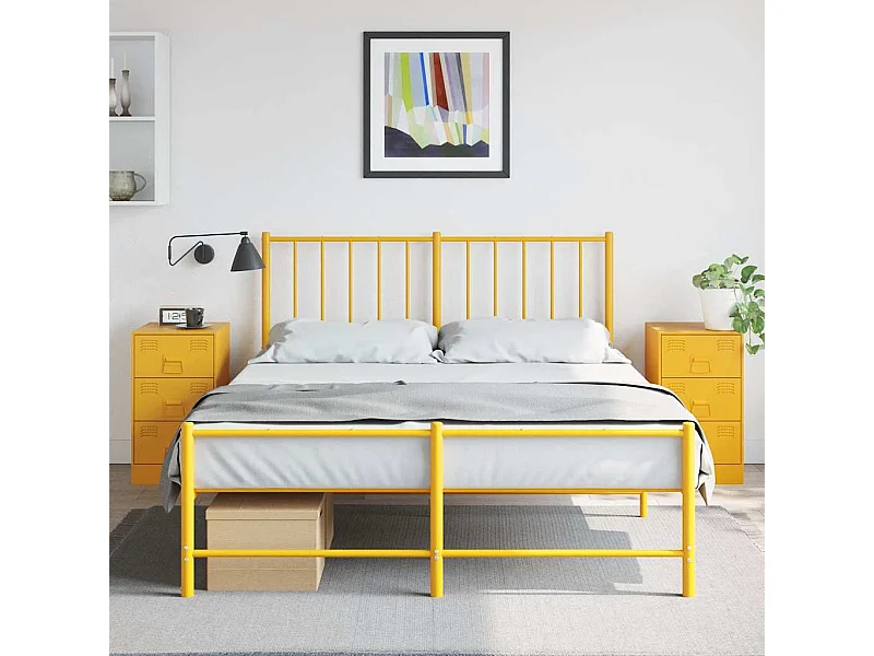 Mesitas de noche 2 piezas amarillo mostaza 34,5x39x62 cm acero