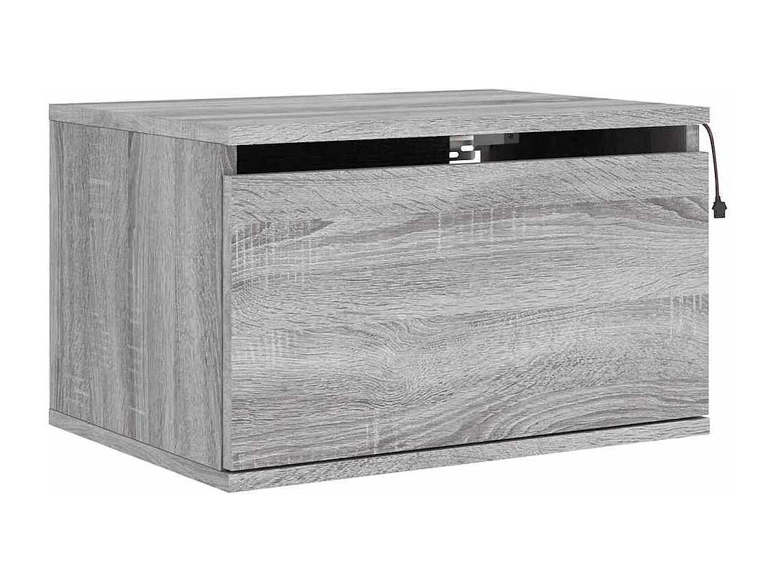 Comodino da parete grigio Sonoma con luci a LED