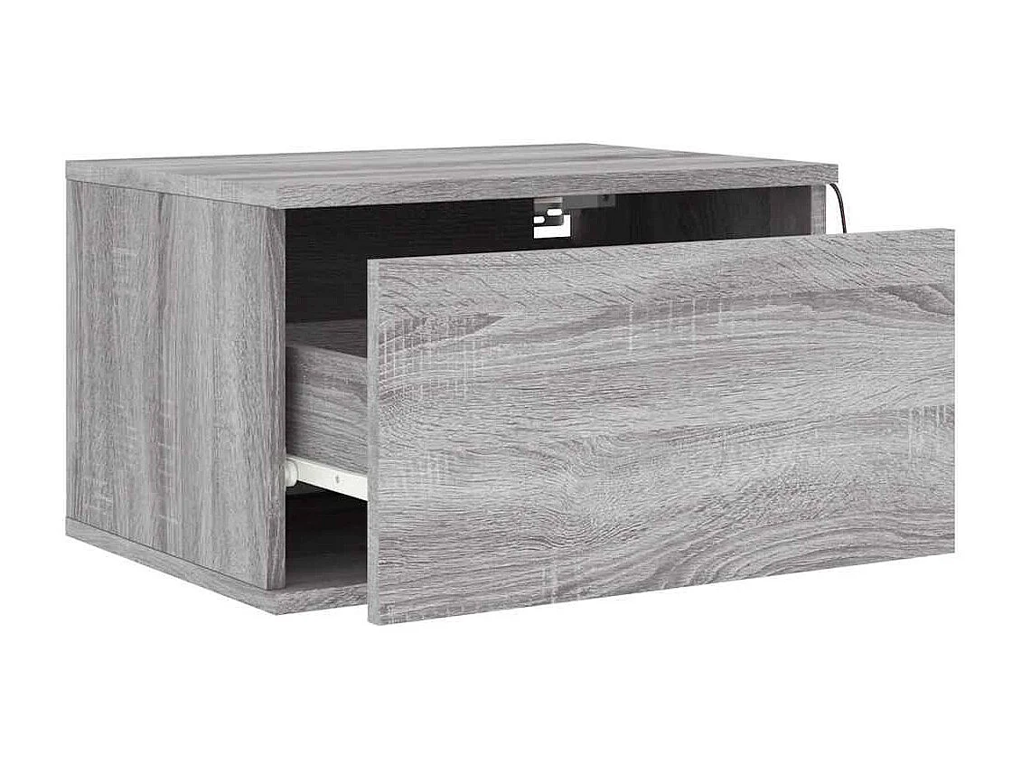 Comodino da parete grigio Sonoma con luci a LED