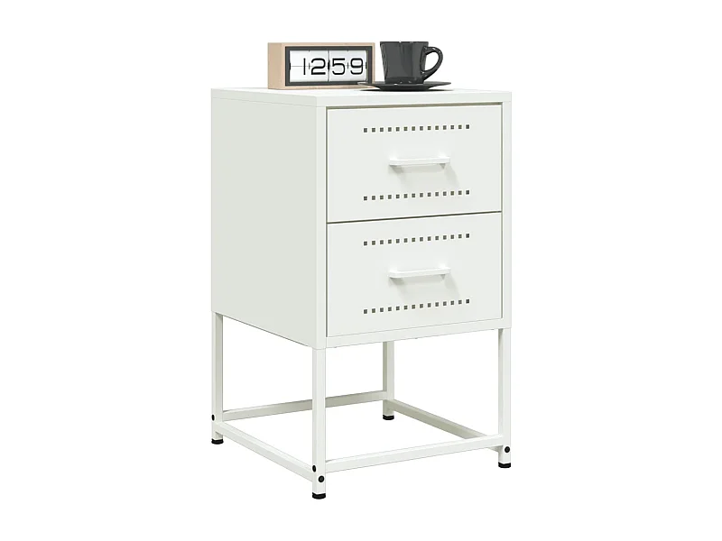 Tables de chevet 2 pcs blanc 36x39x60,5 cm acier